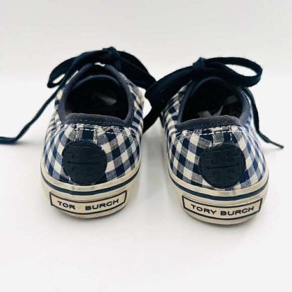 Tory Burch Canvas Printed Blue White Sneakers Size 7.5 - Picture 6 of 8